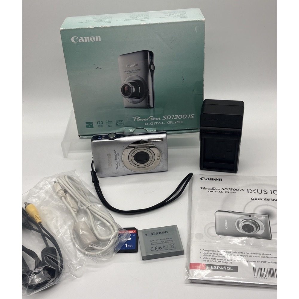 Canon PowerShot SD1300 IS 12.1MP Digital Camera Bundle Battery Charger SD Tested